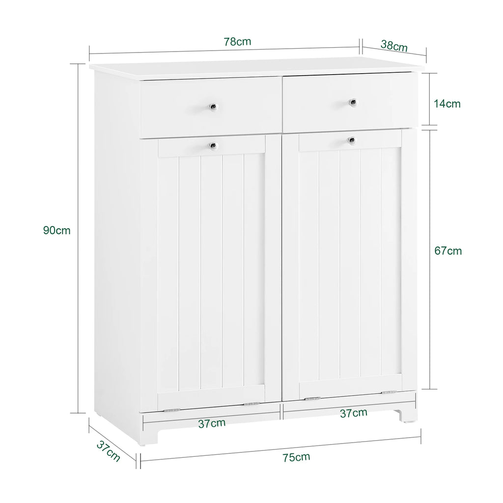 Meuble à Linge avec Panier et 2 Tiroirs