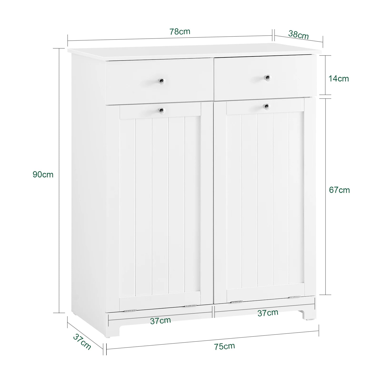 Meuble à Linge avec Panier et 2 Tiroirs